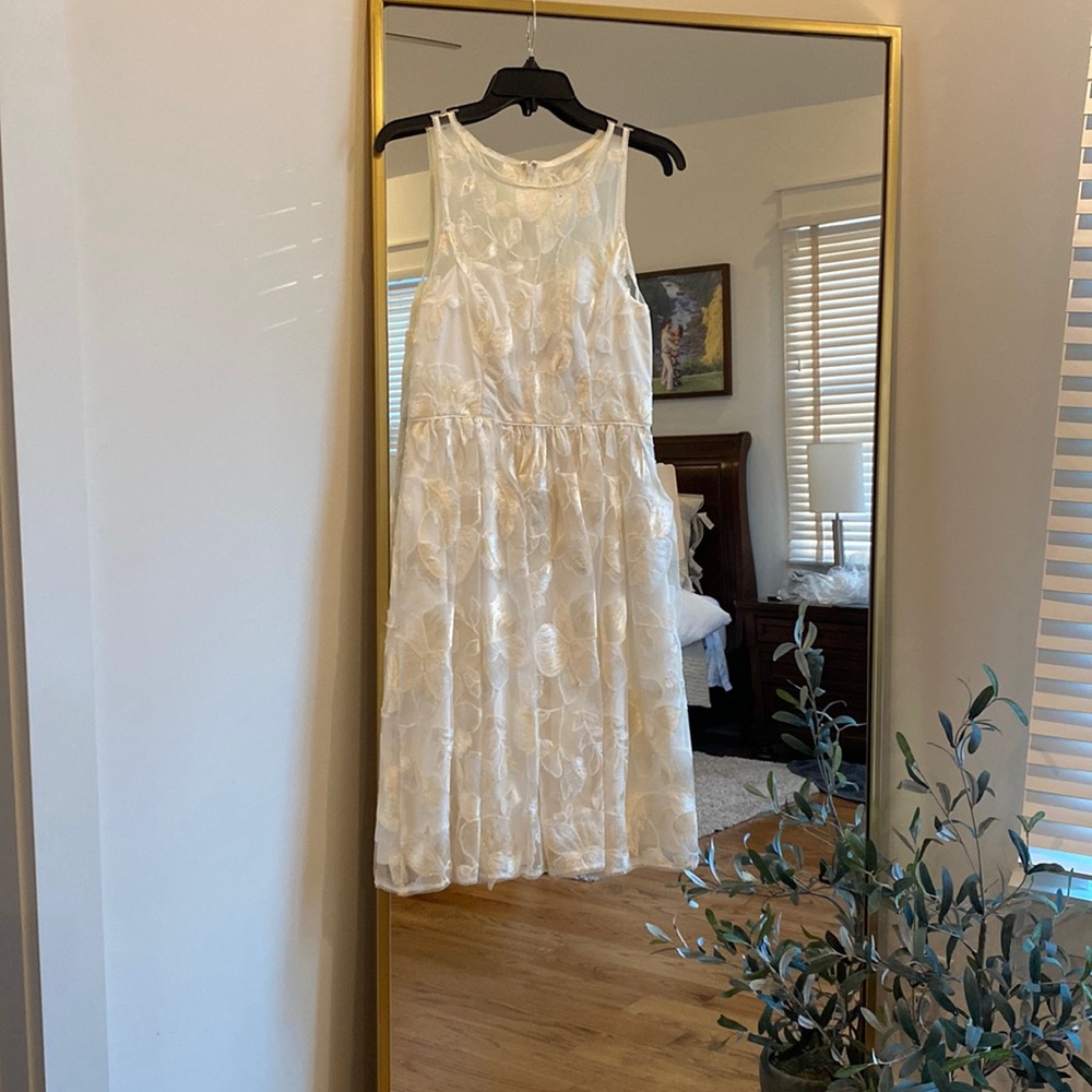 Adrianna Papell embroidered sequin mini dress (ivory)